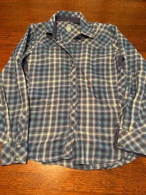 Club Ride Apparel Women's Blue Plaid Button-Down Shirt